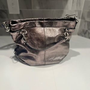 Leather Coach Silver Bag
